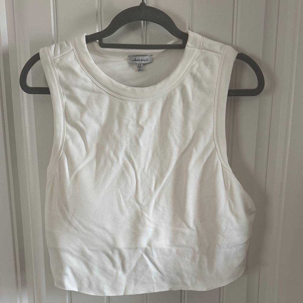 White Birch White Sleeveless Crop Top
